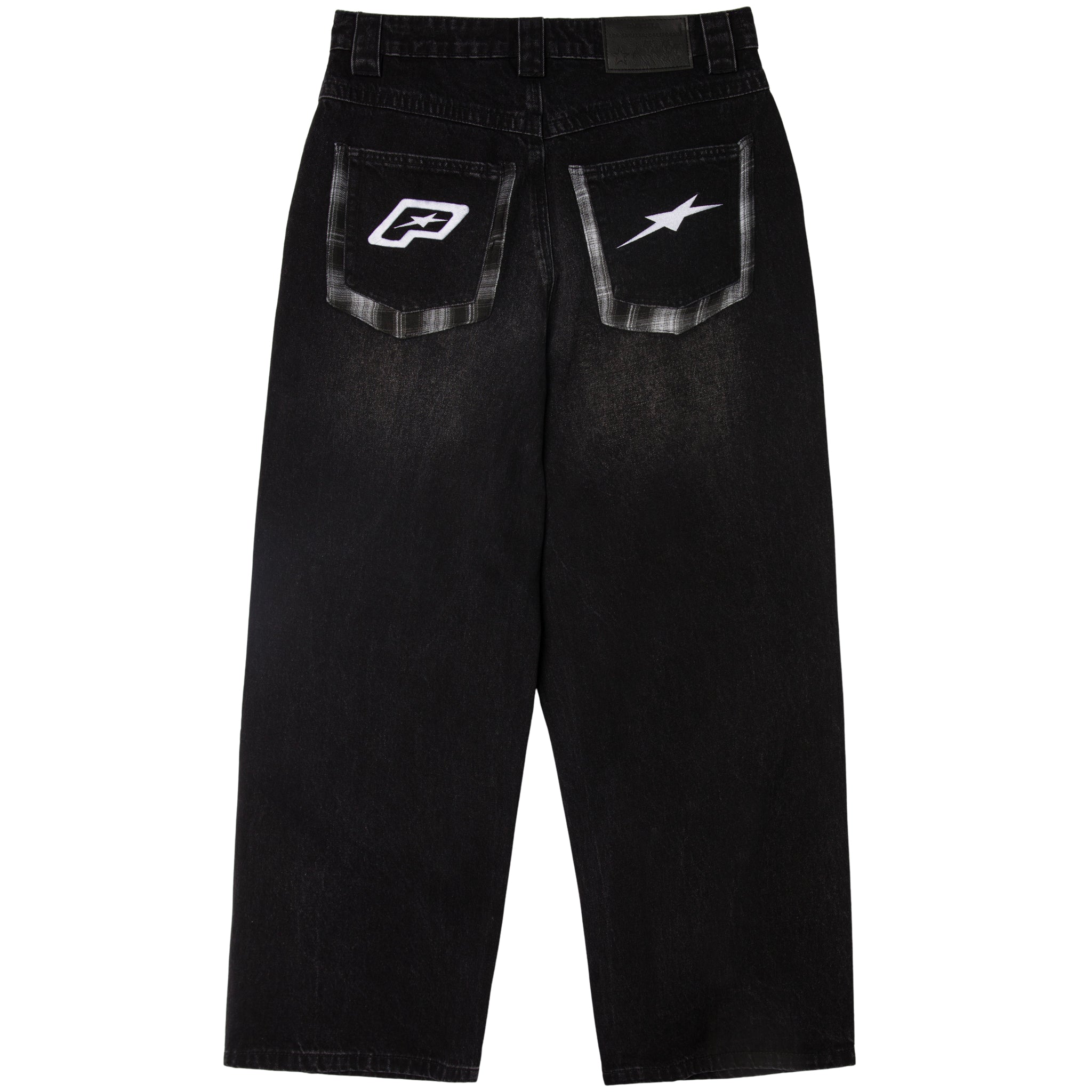 BAGGY FLANNEL POCKET DENIM - WASHED BLACK – PYTHIA