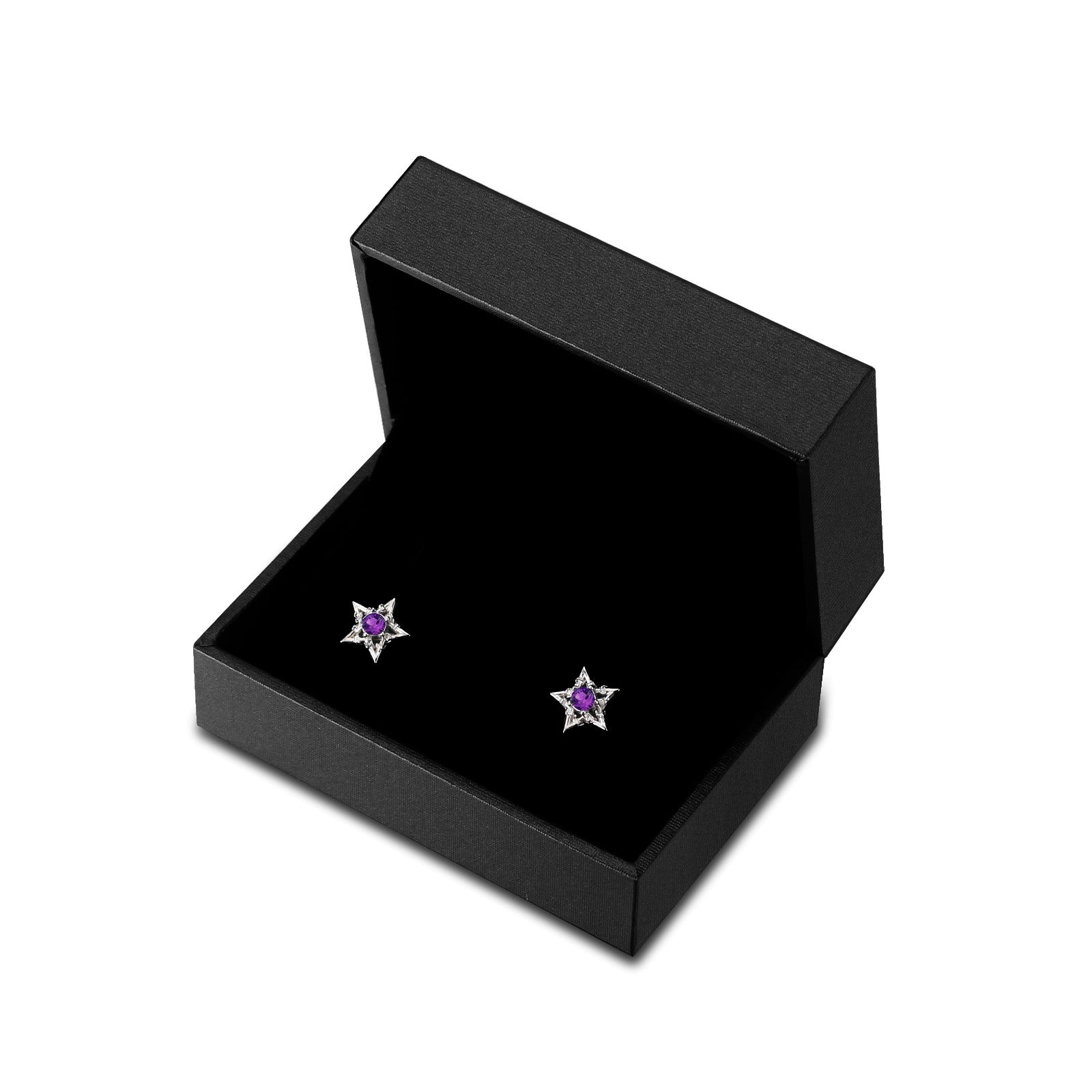 BARBWIRE STAR EARRINGS - AMETHYST