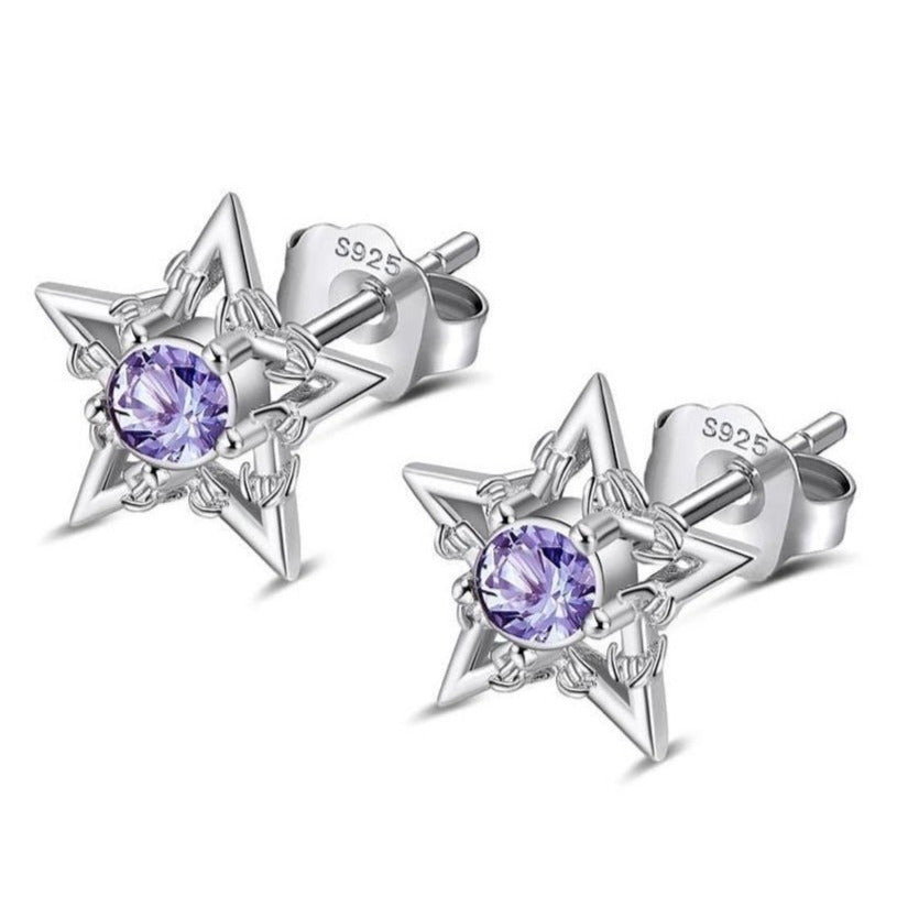 BARBWIRE STAR EARRINGS - LILAC