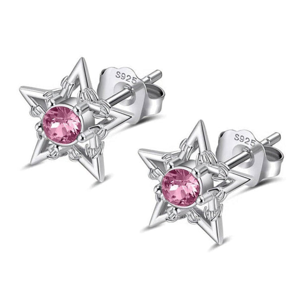 PINK BARBWIRE STAR EARRINGS