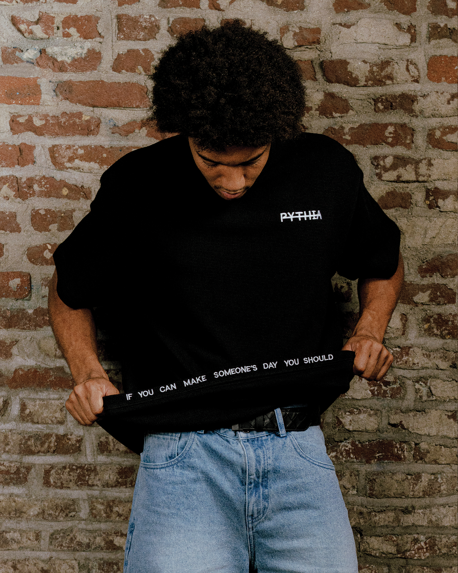 FRAME WAFFLE TEE - BLACK