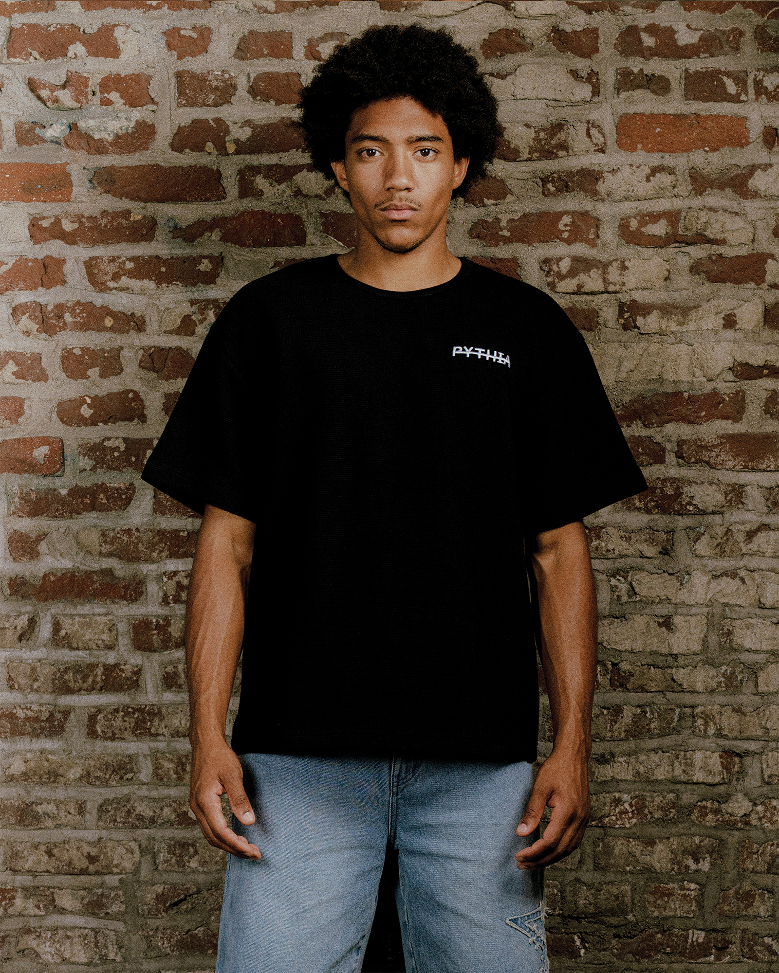 FRAME WAFFLE TEE - BLACK
