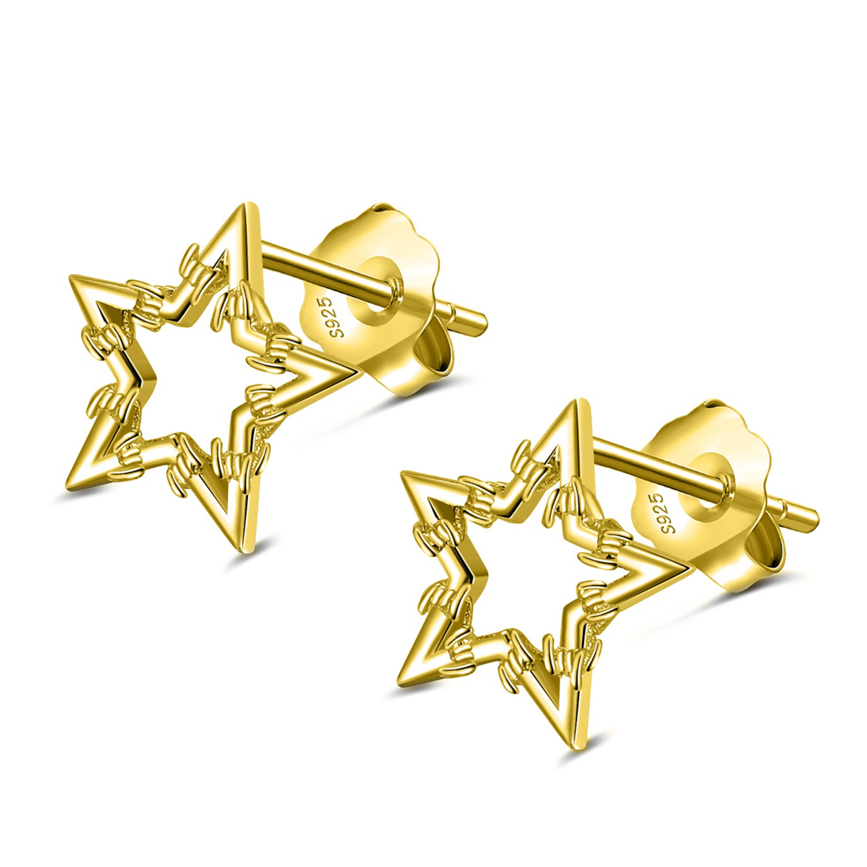 GOLD BARBWIRE STAR EARRINGS