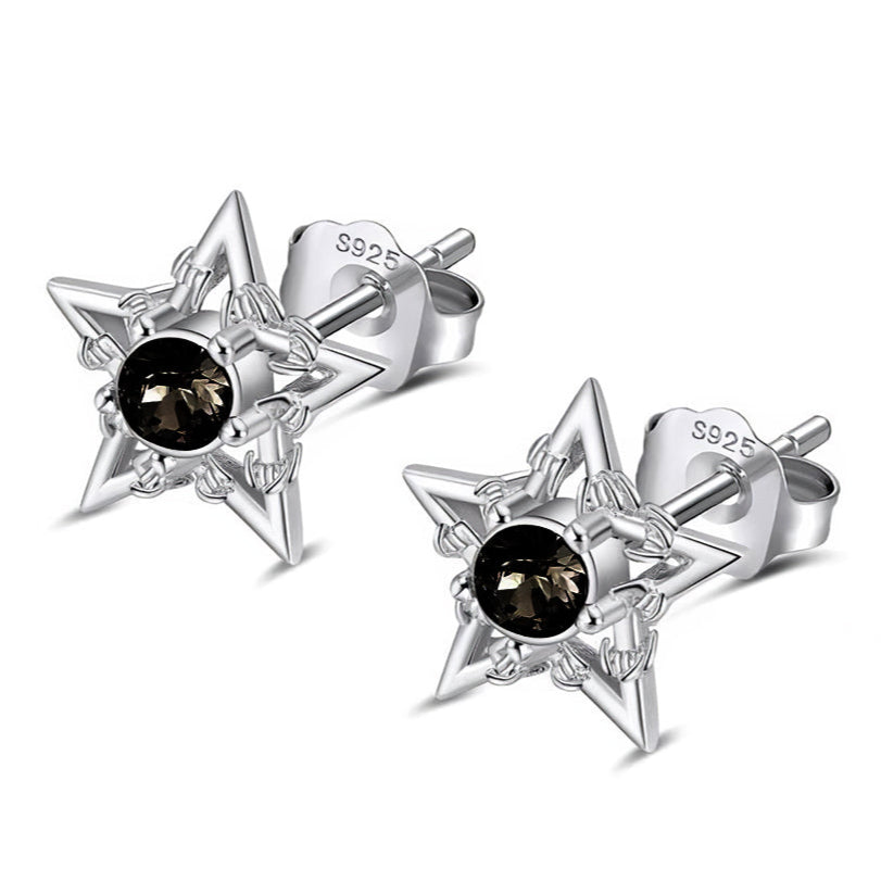 BARBWIRE STAR EARRINGS - JET BLACK