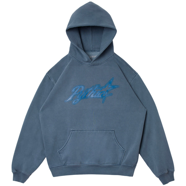 CURSIVE LOGO HOODIE - WASHED BLUE