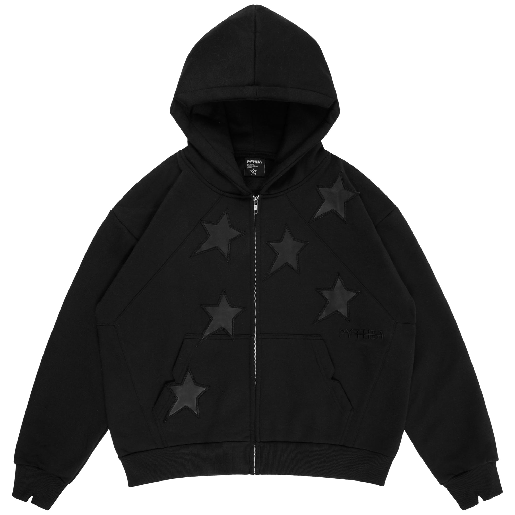 PERIPHERAL STAR ZIP-UP HOODIE - BLACK