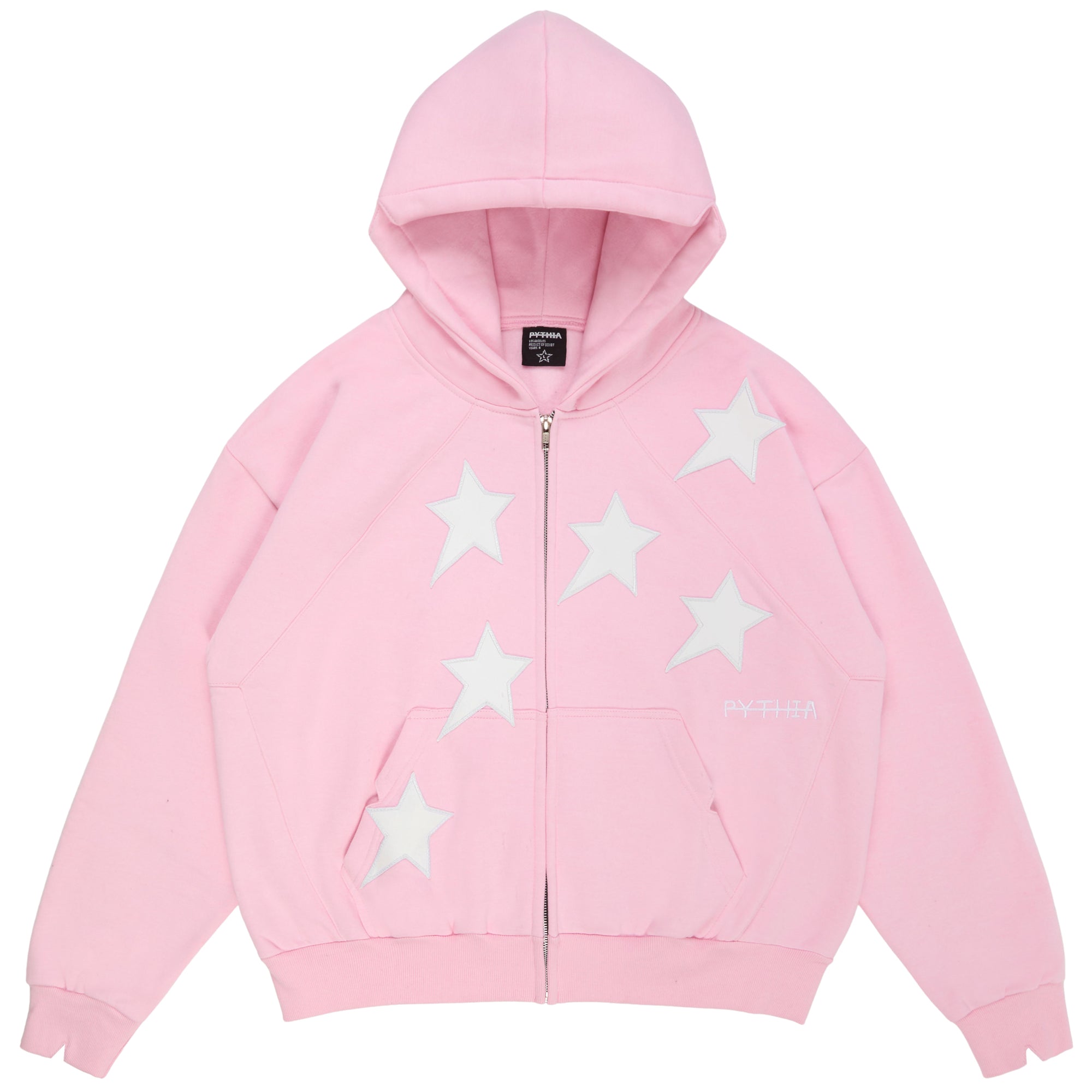 PERIPHERAL STAR ZIP-UP HOODIE - PINK