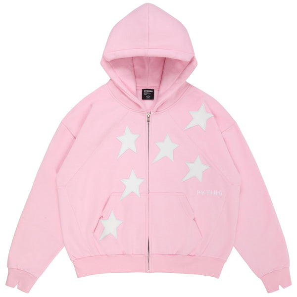 PERIPHERAL STAR ZIP-UP HOODIE - PINK – PYTHIA