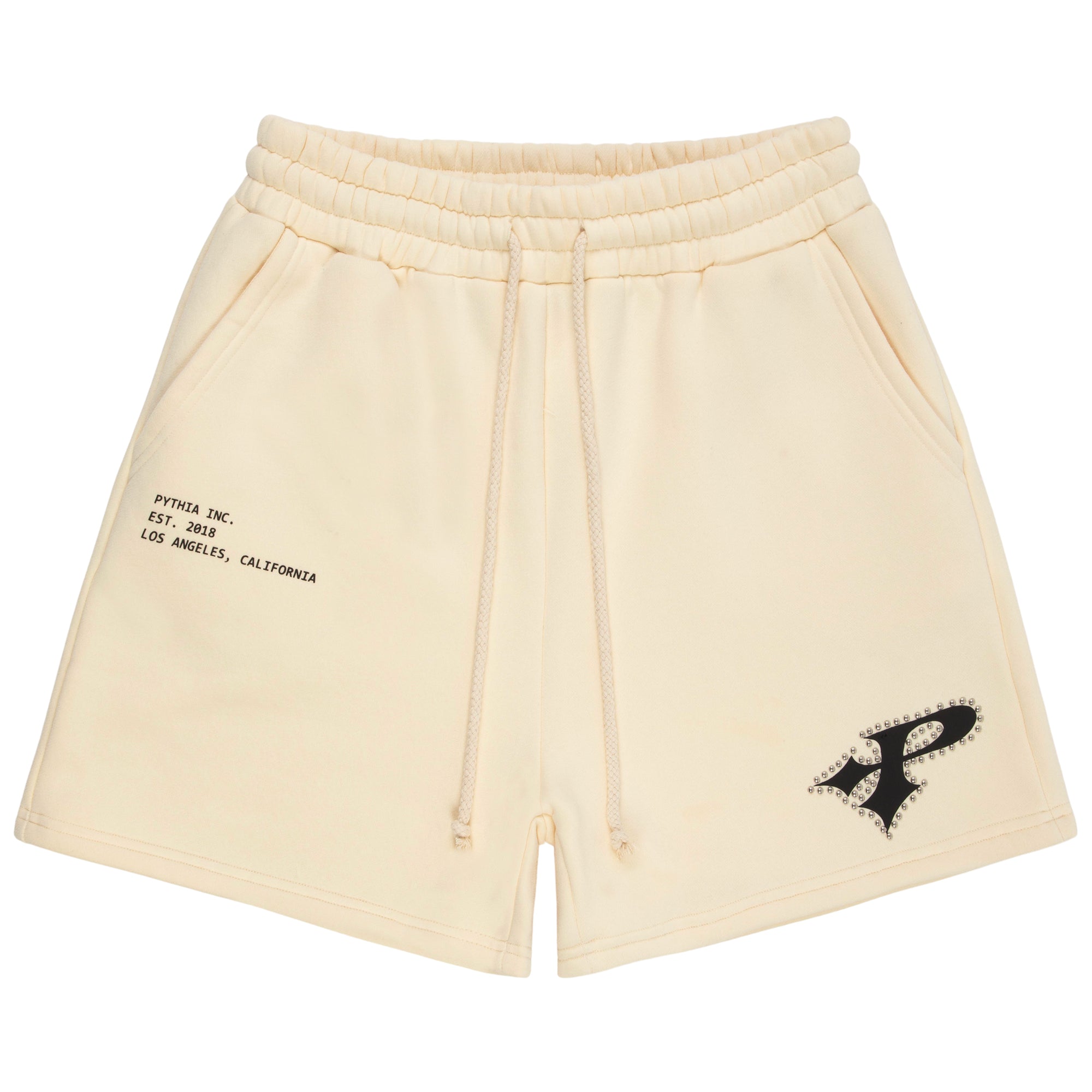 STUDDED SWEAT SHORT - CREAM