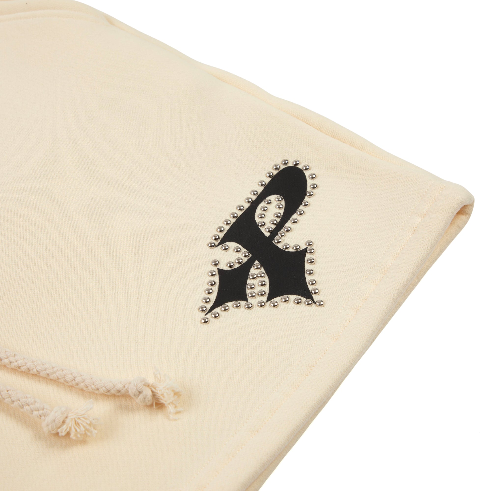 STUDDED SWEAT SHORT - CREAM