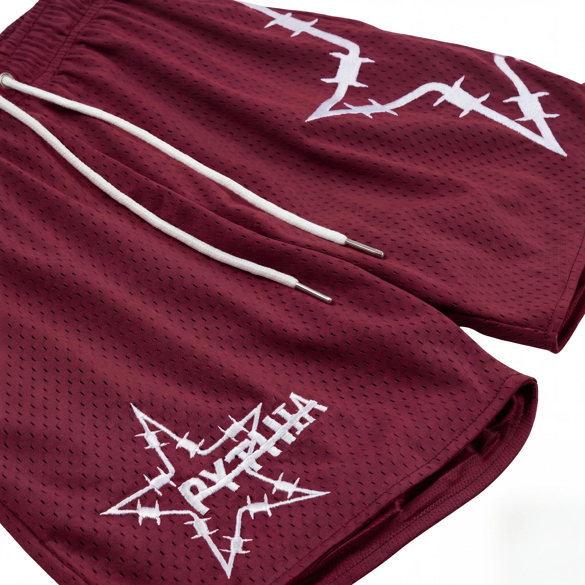 BARBED STAR MESH SHORTS - MAROON