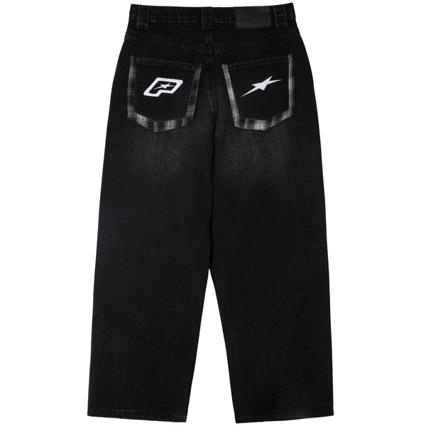 BAGGY FLANNEL POCKET DENIM - WASHED BLACK