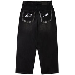 BAGGY FLANNEL POCKET DENIM - WASHED BLACK