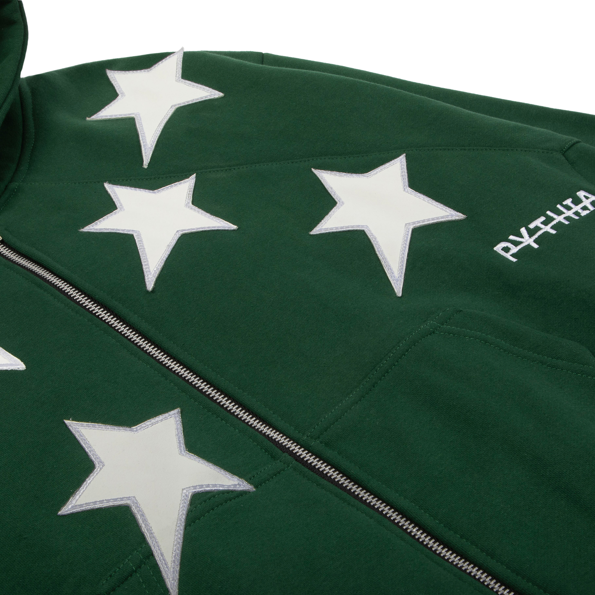 PERIPHERAL STAR ZIP-UP HOODIE - PINE