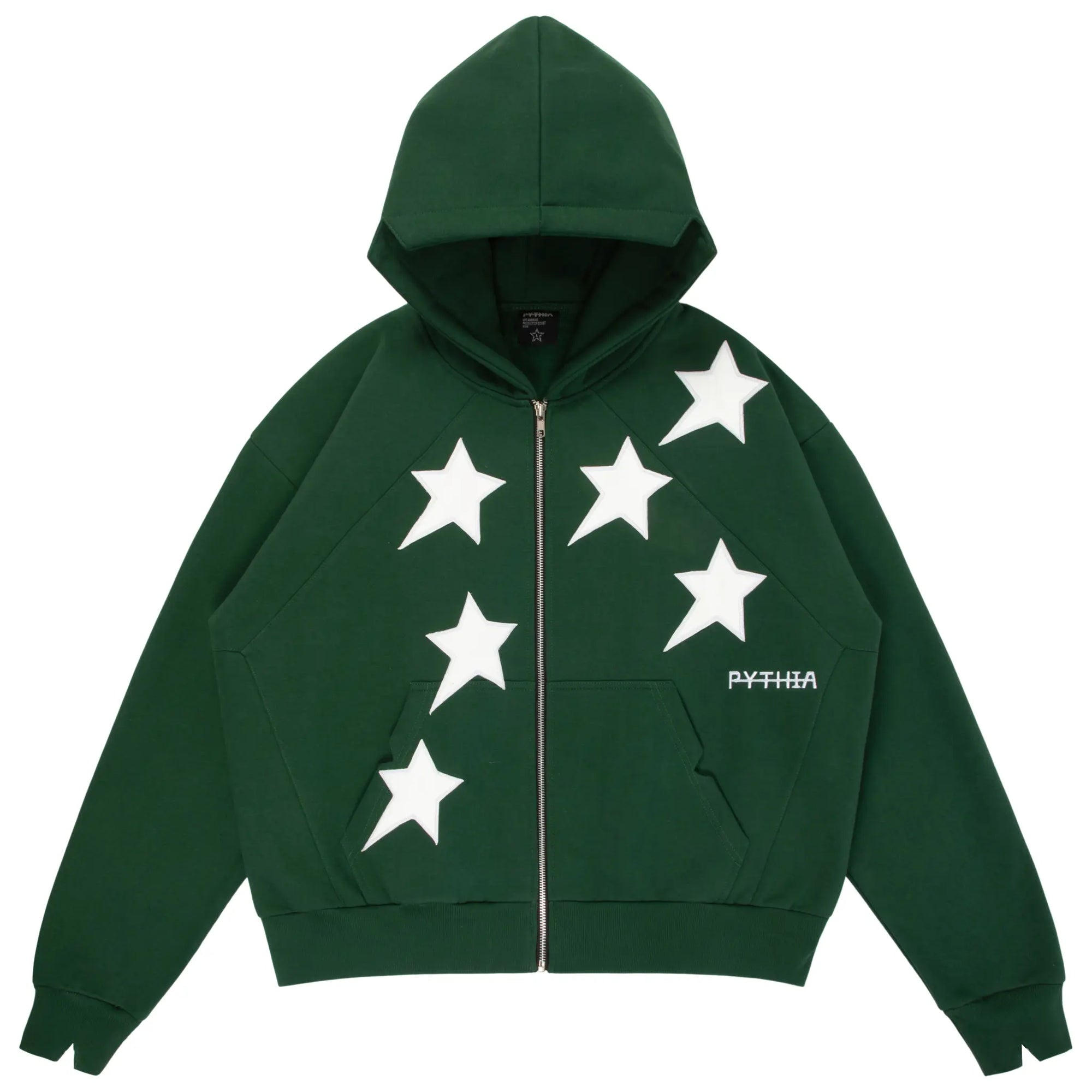 PERIPHERAL STAR ZIP-UP HOODIE - PINE