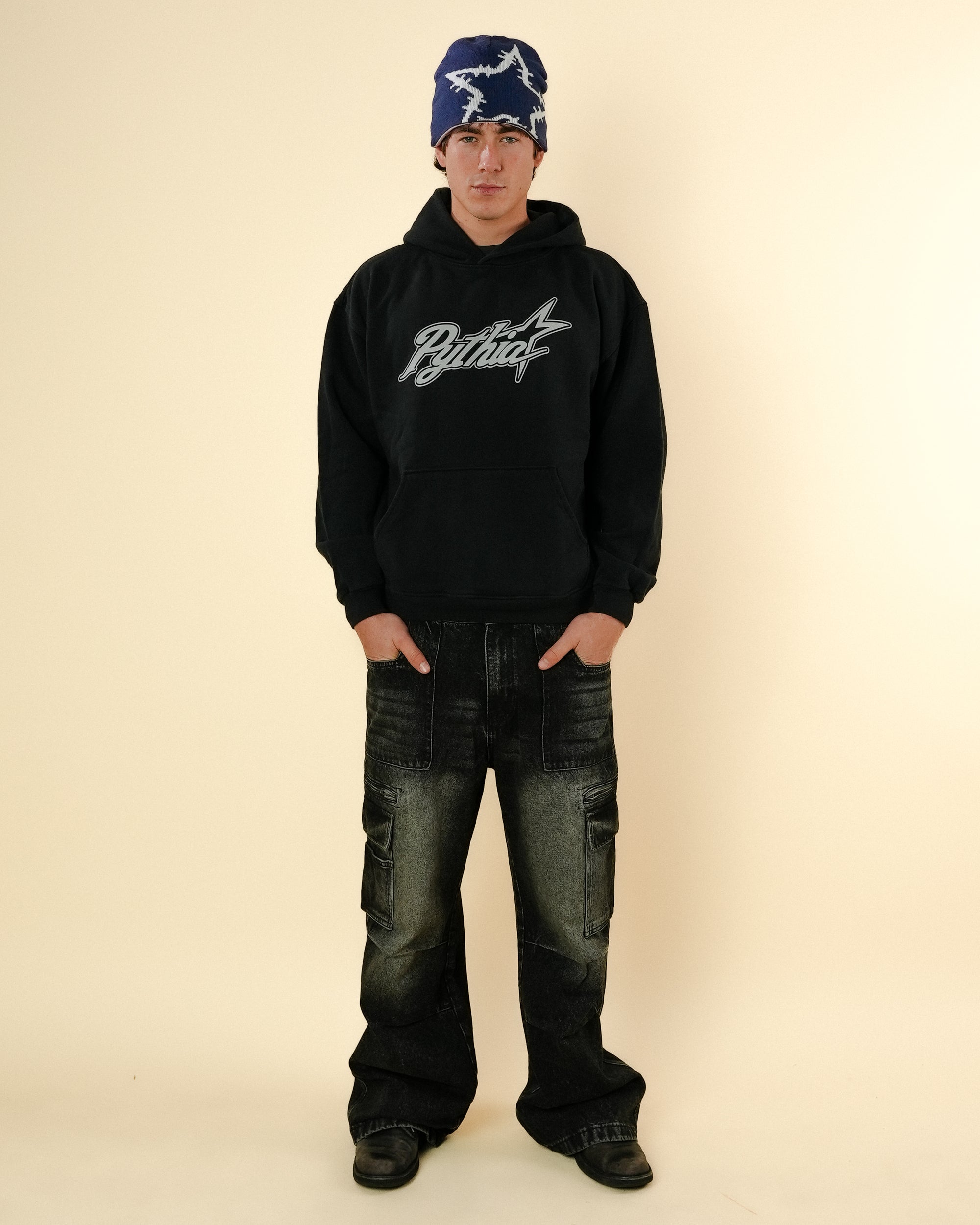 CURSIVE LOGO HOODIE - BLACK