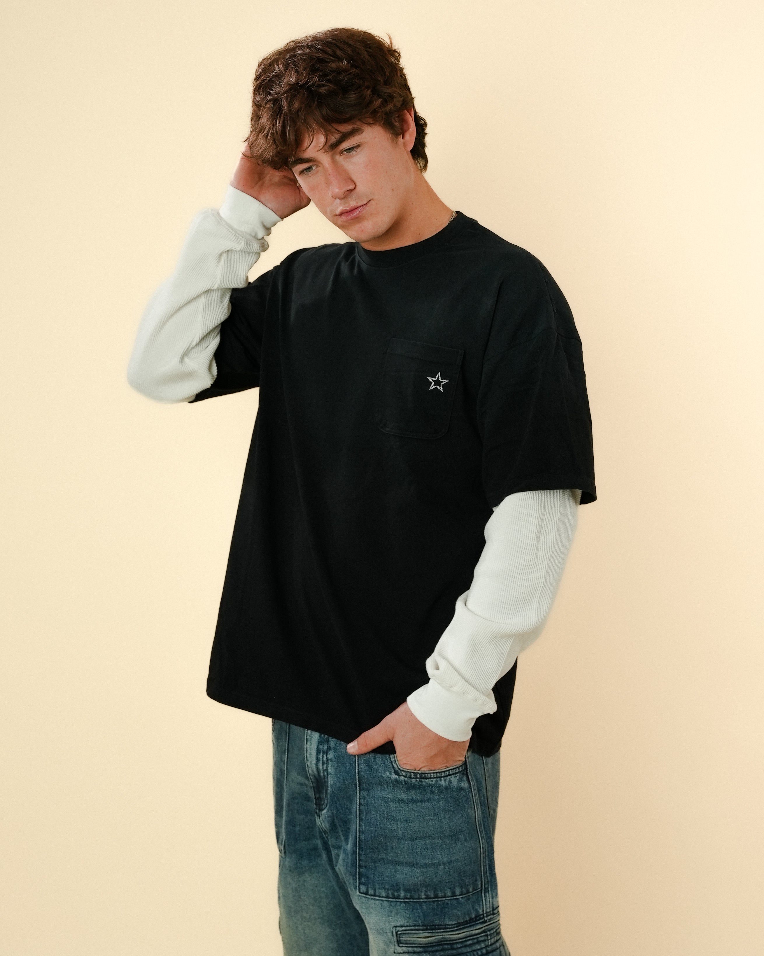 TWOFER WAFFLE LONG-SLEEVE - VINTAGE BLACK – PYTHIA