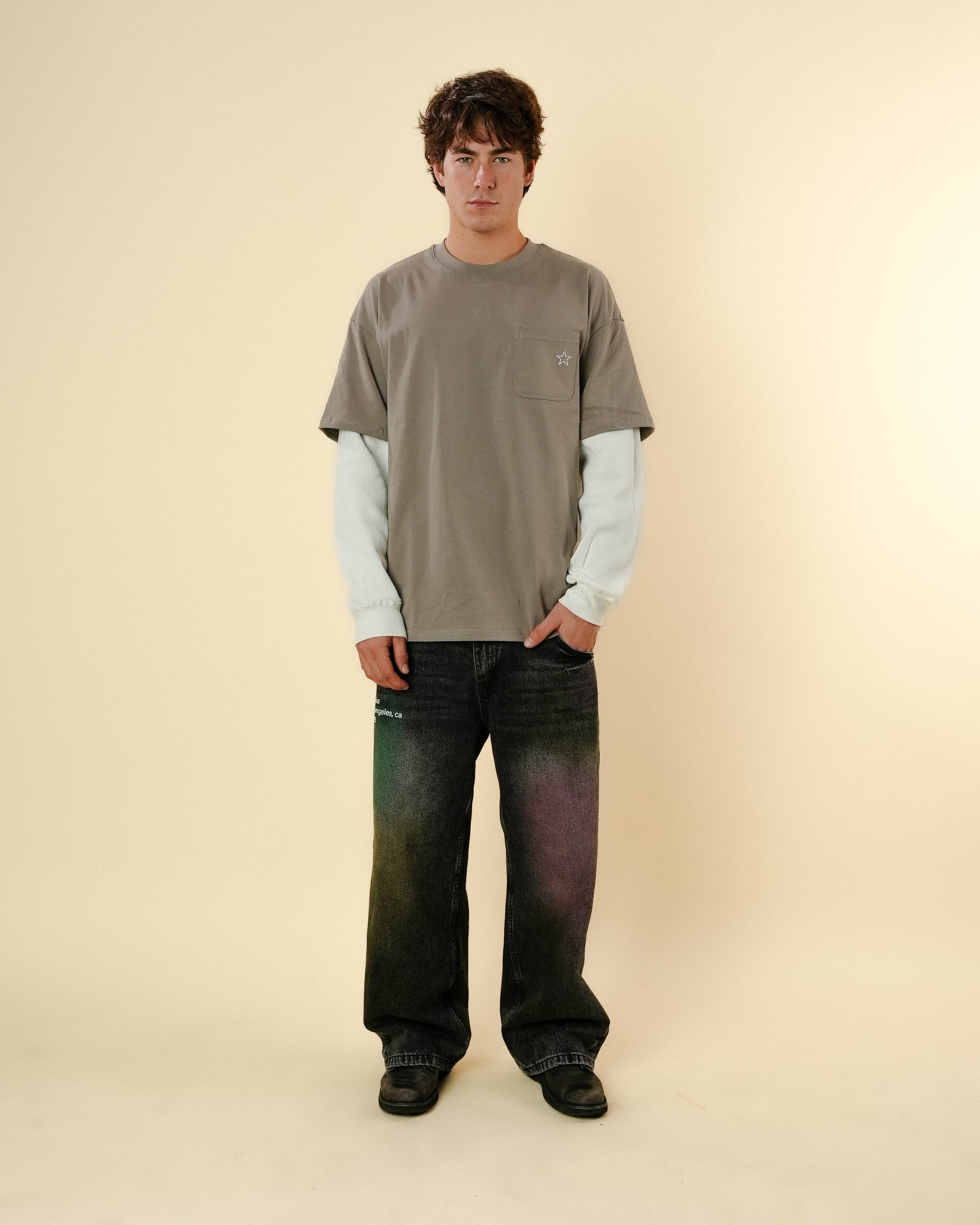 TWOFER WAFFLE LONG-SLEEVE - GREY