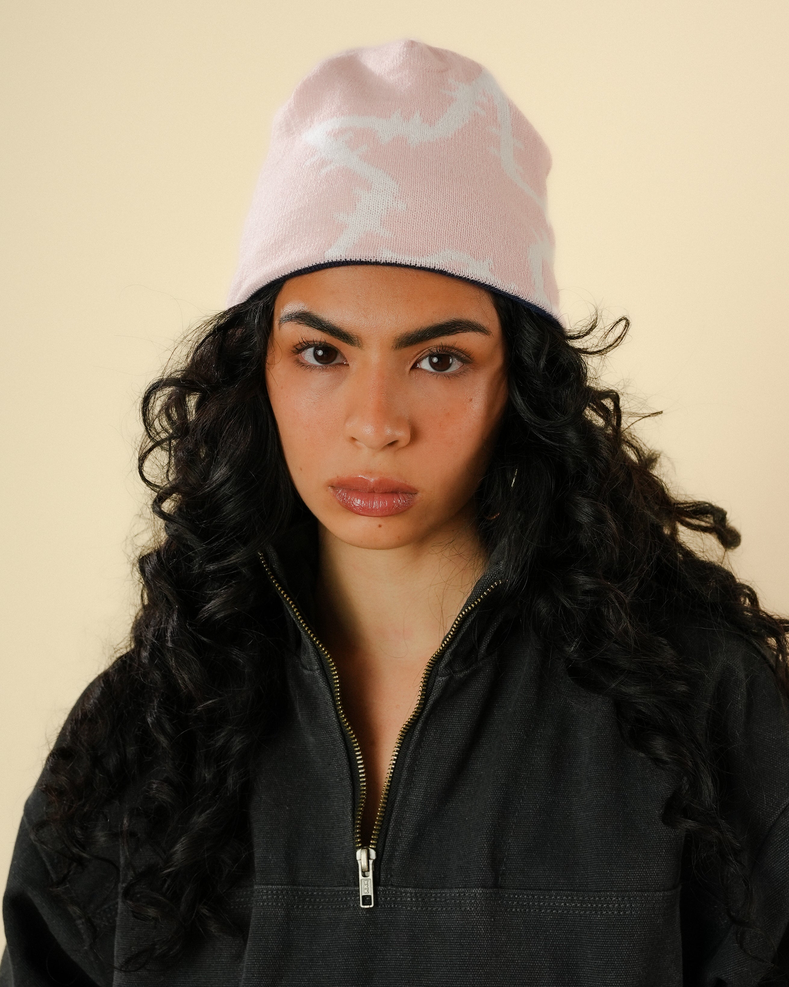 REVERSIBLE BEANIE - NAVY/PINK – PYTHIA