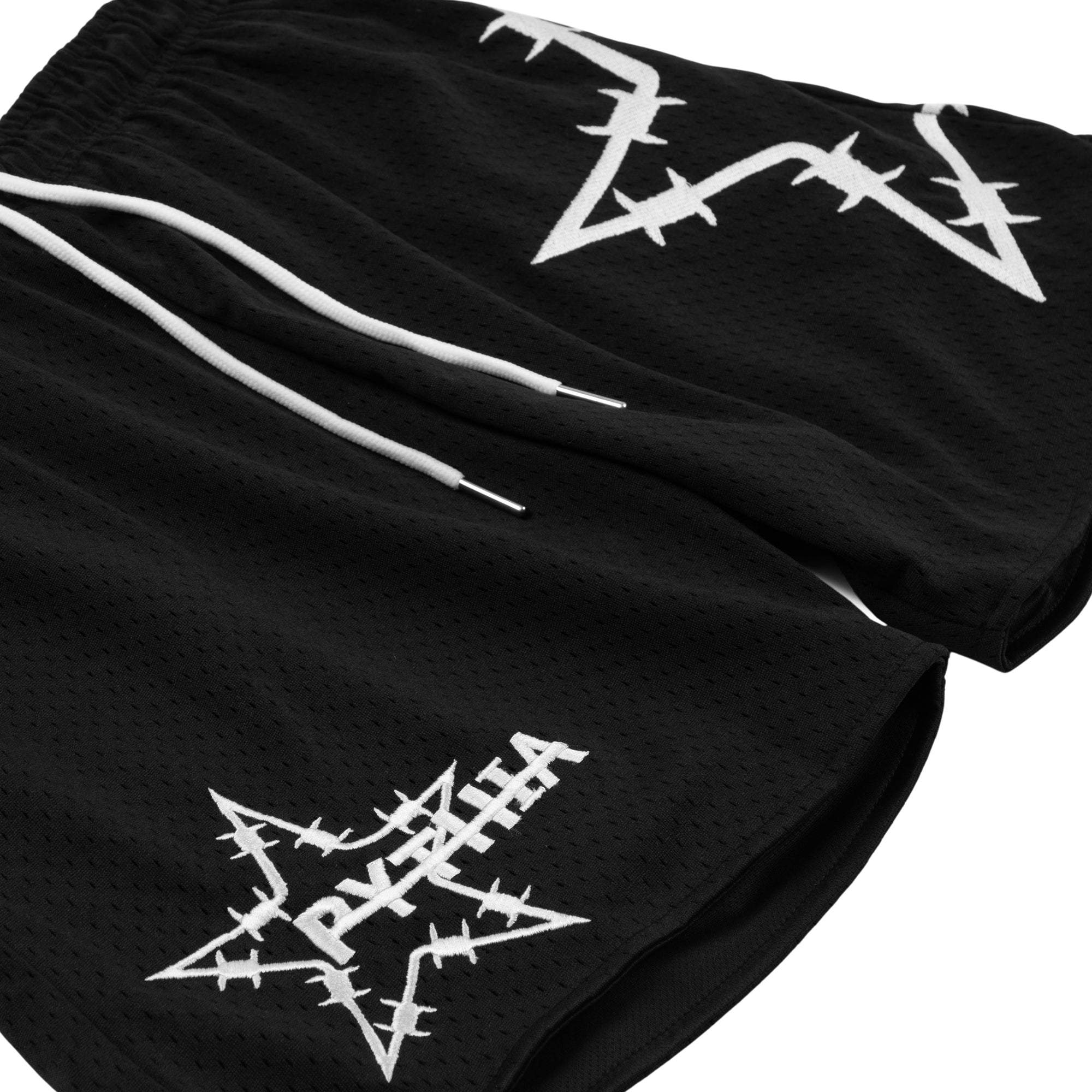 BARBWIRE STAR MESH SHORTS - BLACK