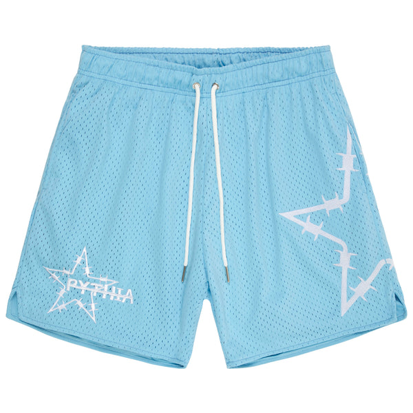 BARBWIRE STAR MESH SHORTS - CAROLINA BLUE