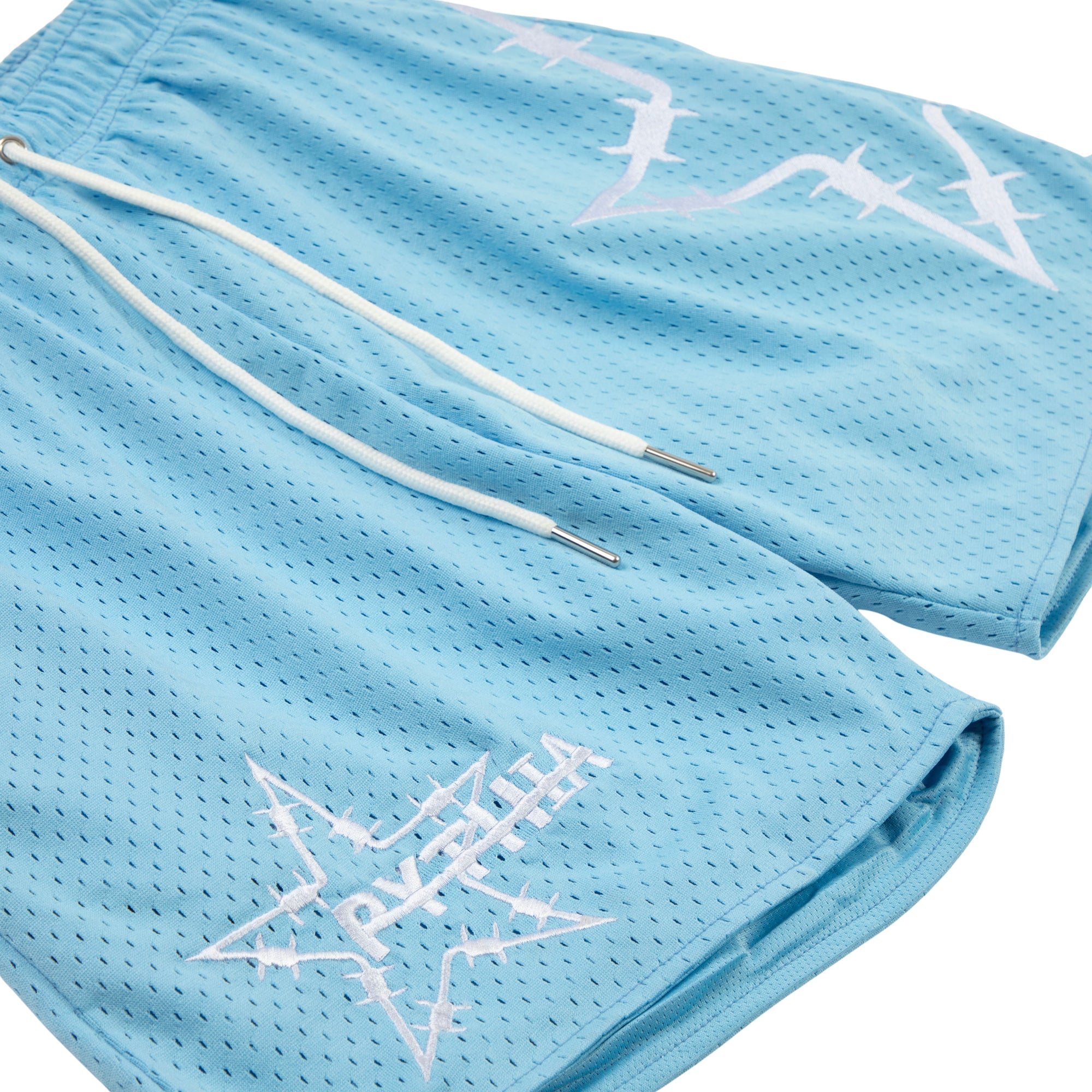 BARBWIRE STAR MESH SHORTS - CAROLINA BLUE