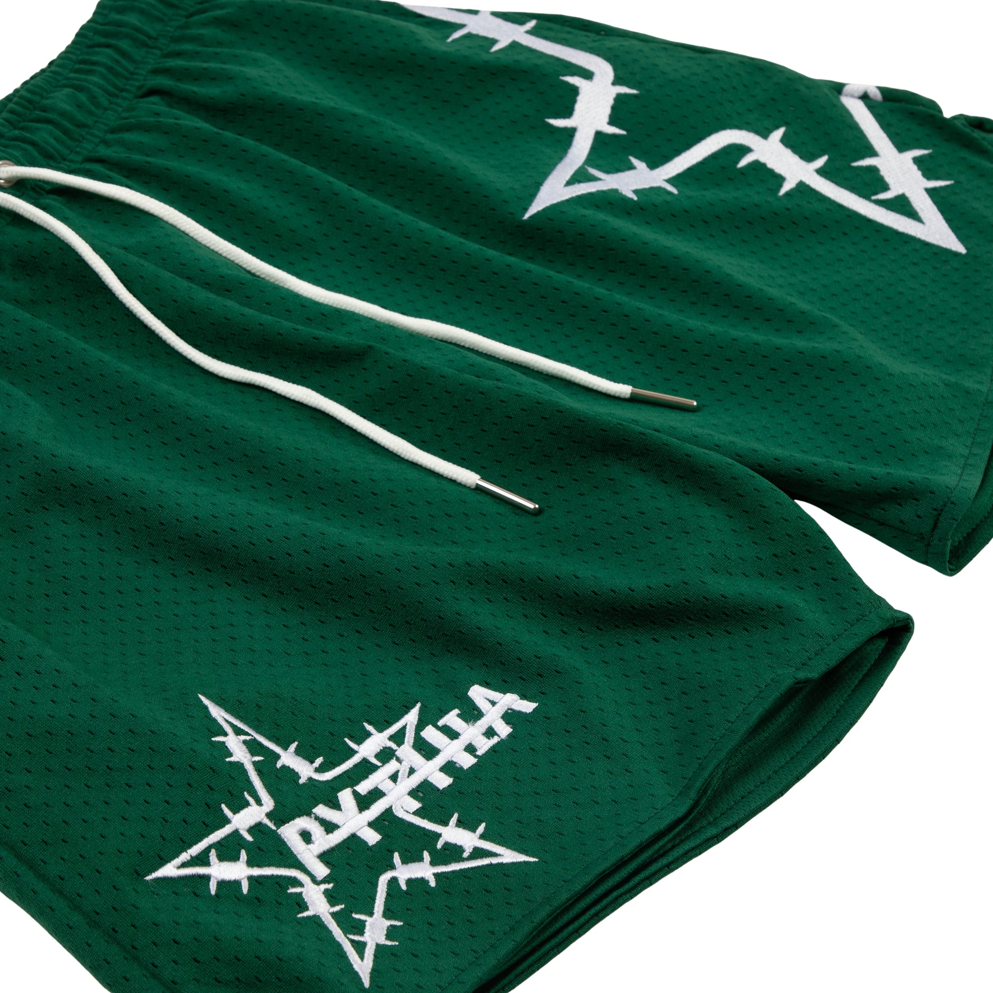 BARBWIRE STAR MESH SHORTS - FOREST GREEN