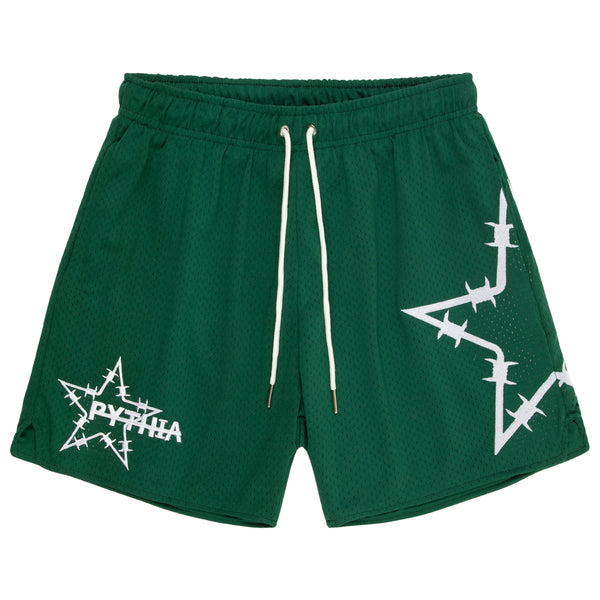 BARBWIRE STAR MESH SHORTS - FOREST GREEN