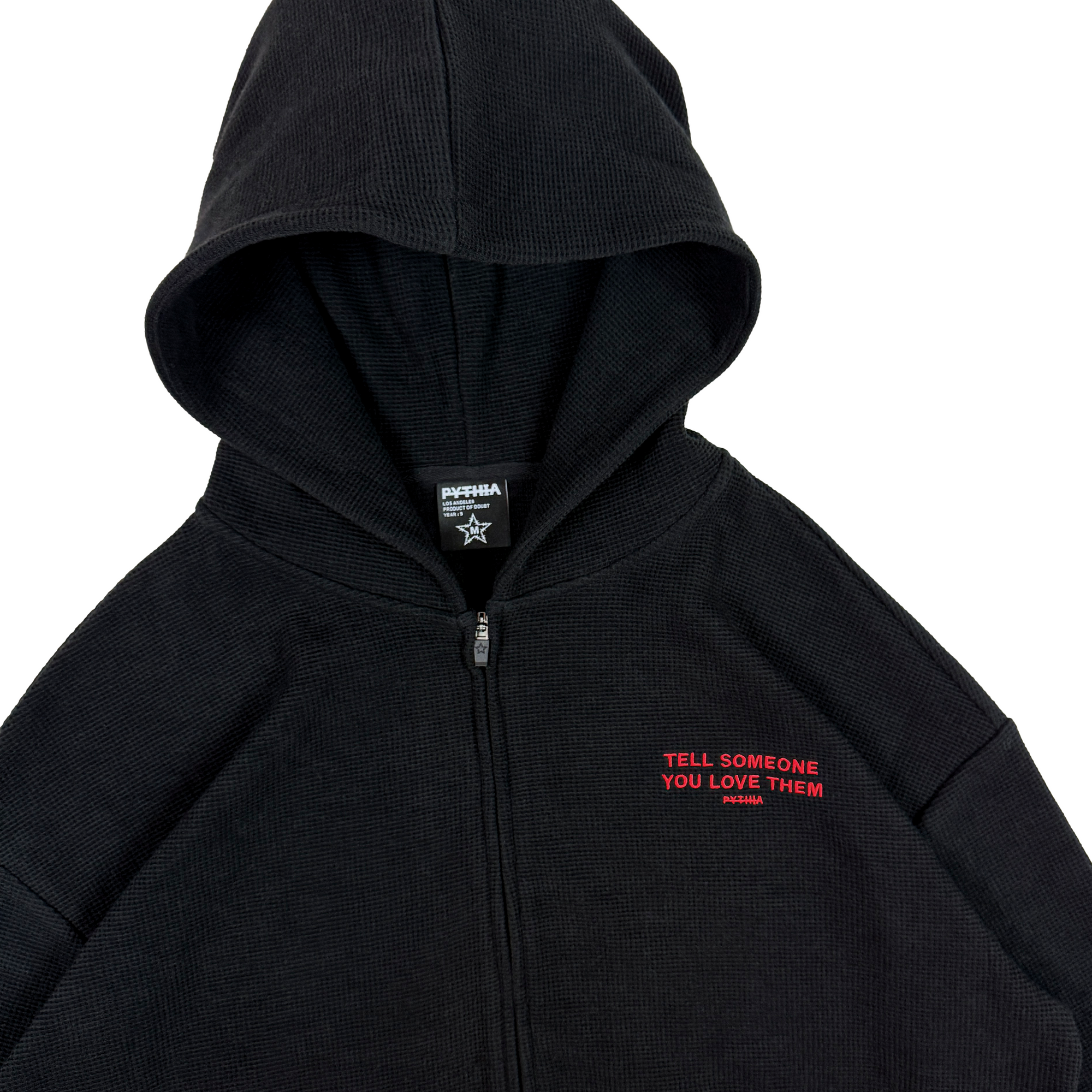 WAFFLE KNIT ZIP HOODIE