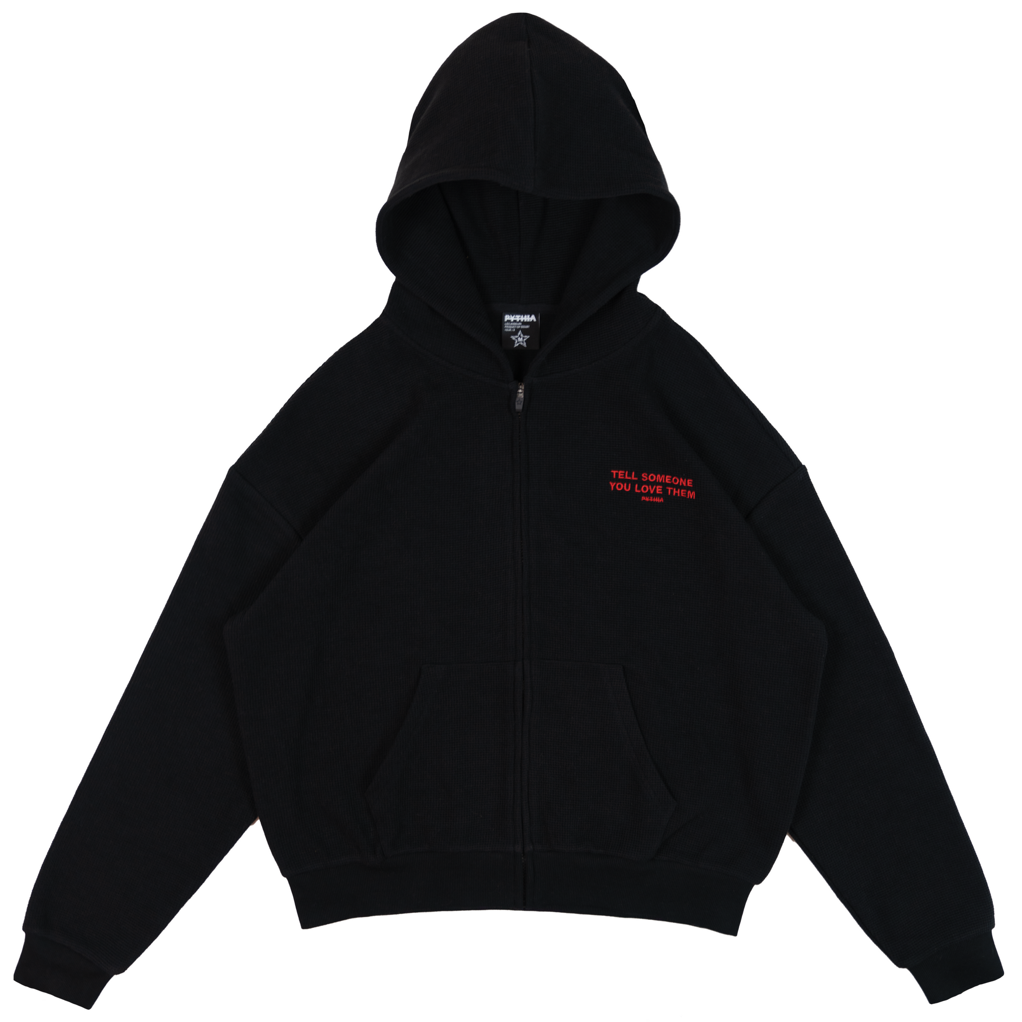 WAFFLE KNIT ZIP HOODIE