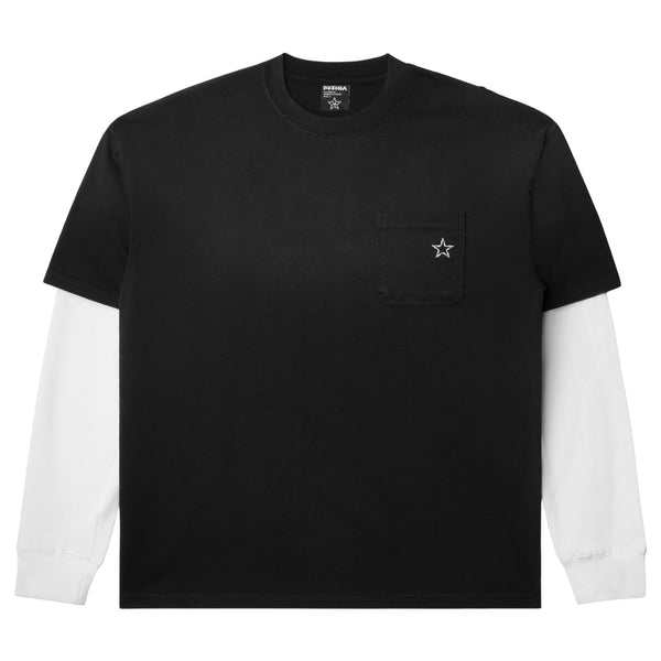 TWOFER WAFFLE LONG-SLEEVE - VINTAGE BLACK