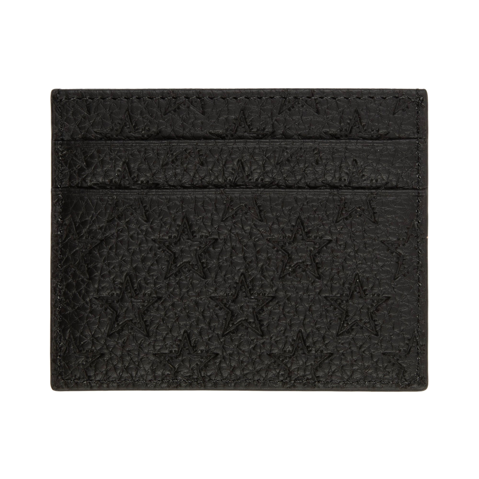 LEATHER EMBOSSED CARD HOLDER - BLACK