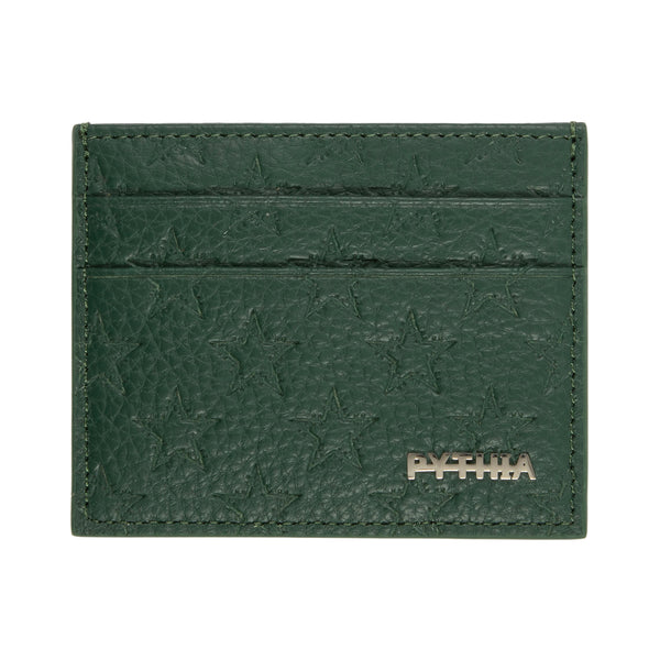 LEATHER EMBOSSED CARD HOLDER - EMERALD