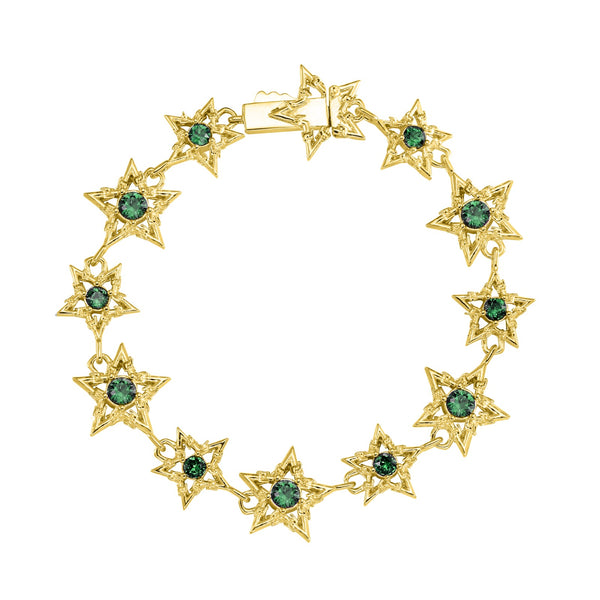 EMERALD BARBWIRE STAR BRACELET - GOLD