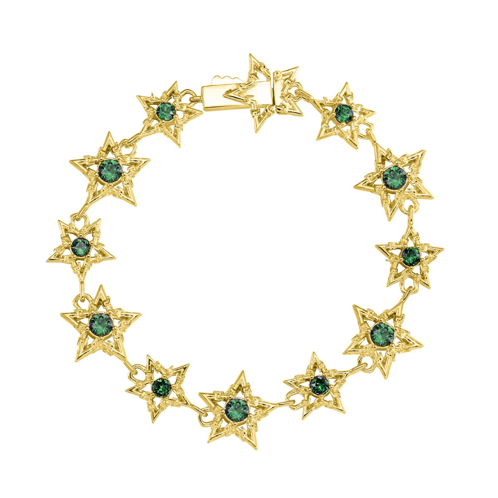 EMERALD BARBWIRE STAR BRACELET - GOLD
