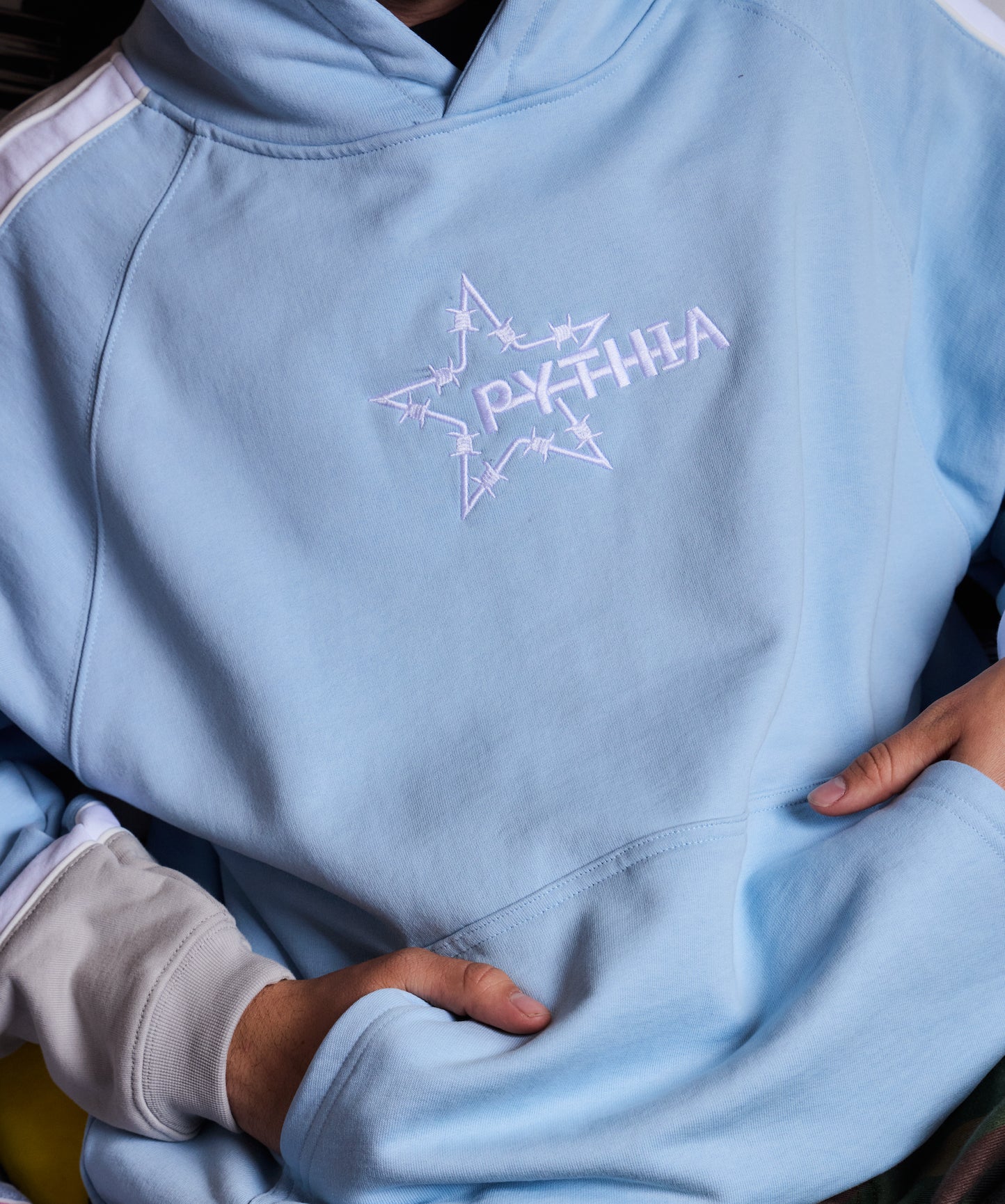OVERSIZED PANEL HOODIE - BABY BLUE