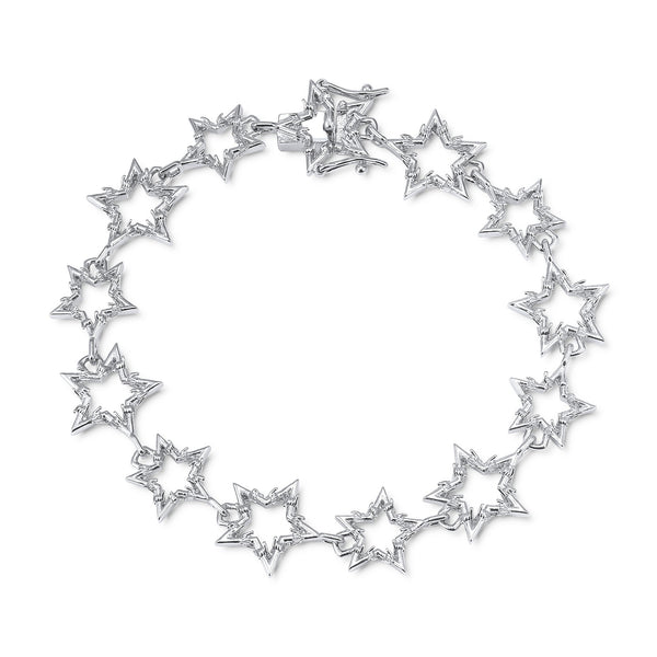 SILVER BARBWIRE STAR BRACELET
