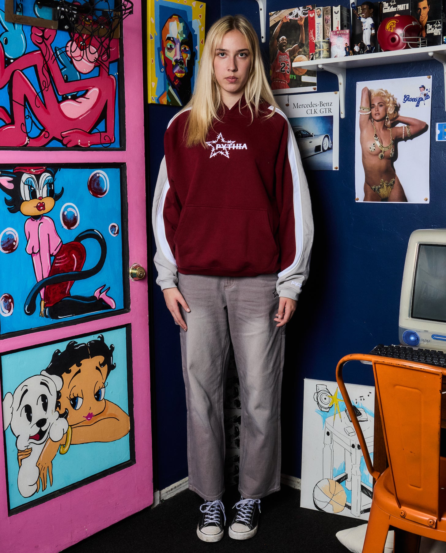 OVERSIZED PANEL HOODIE - MAROON