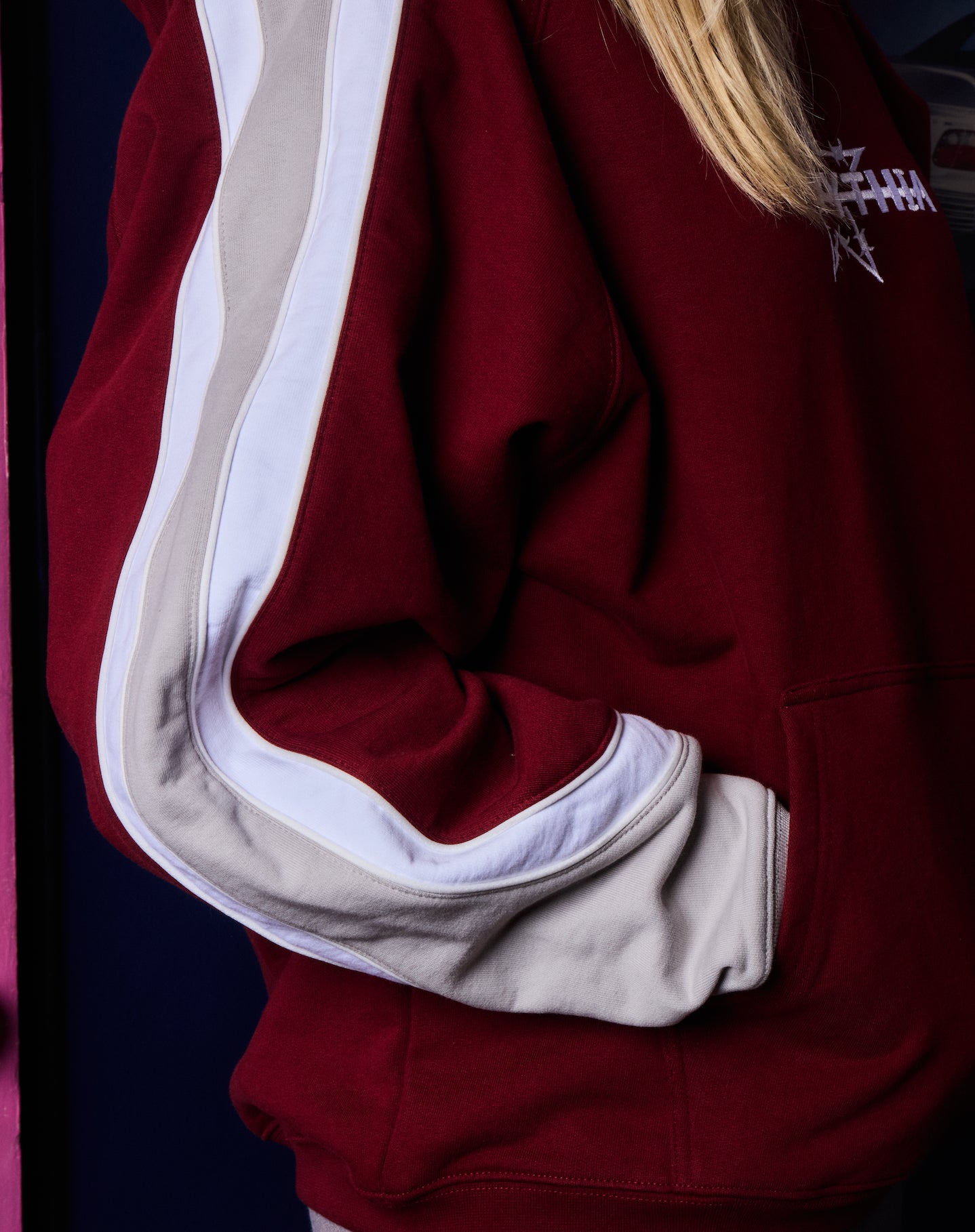 OVERSIZED PANEL HOODIE - MAROON